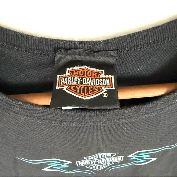 Vintage Harley-Davidson Black Crop Top with Blue Logo - Picture 3 of 8